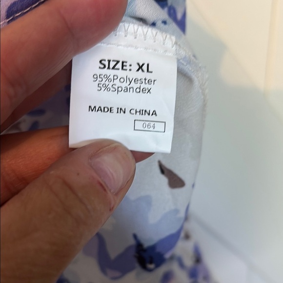 NWOT Boho Blue and White Ruffled Tie Front Blouse - Picture 6 of 7